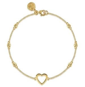 14K Yellow Gold Open Heart Bujukan Chain Bracelet