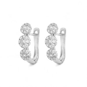 Elegant silver hoop earrings with sparkling stones, perfect for any occasion.