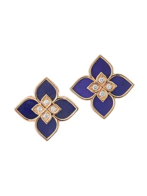 18 Kt rose gold Venetian Princess lapis/diamond earrings