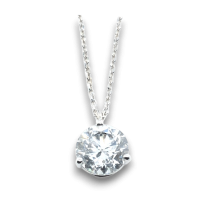 Elegant silver necklace featuring a large round diamond pendant, perfect for any occasion.