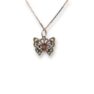 14kt Tri Tone Butterfly Pendant