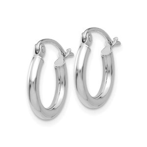 Elegant silver hoop earrings with a polished finish, perfect for any occasion.