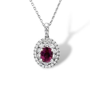 Elegant ruby pendant necklace with diamonds, perfect for luxurious occasions and timeless style.