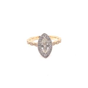 14 KT Yellow & White Gold Diamond Halo Engagement Ring