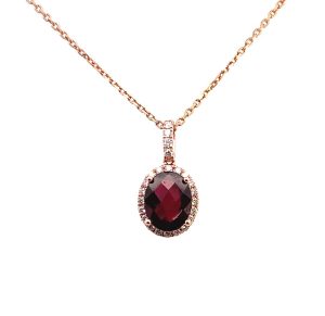 14kt Rose Gold Oval Halo Pendant