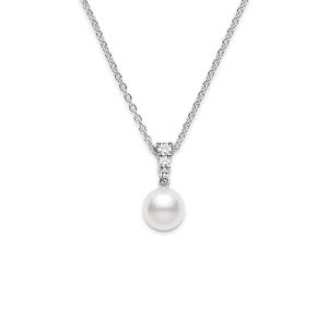 18KT White Gold Pearl and Diamond Pendant