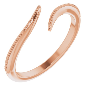 Rose gold open ring with elegant design and textured bead embellishments for modern jewelry lovers.