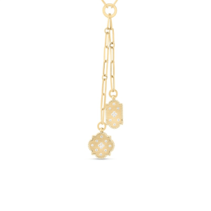 Elegant gold necklace with textured pendants and sparkling accents for a luxurious jewelry collection.
