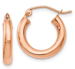 Elegant rose gold hoop earrings with a polished finish, perfect for any occasion.
