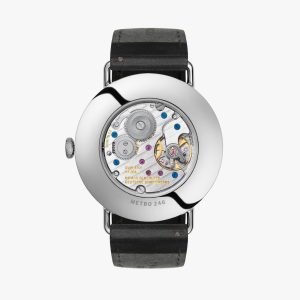 Nomos Glashütte Metro 246 wristwatch showcases elegant design and intricate mechanics.