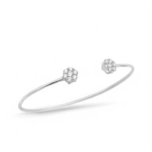 Elegant floral bangle bracelet with sparkling stones, ideal for casual or formal occasions.