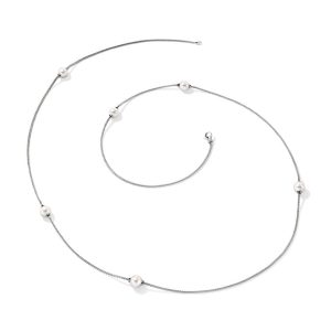 Elegant minimalist silver necklace with lustrous pearls, perfect for any occasion.