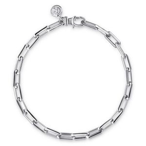 Sleek silver chain necklace with polished rectangular links, perfect for any occasion.