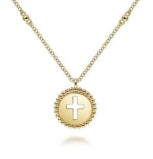 Elegant gold necklace with a cross pendant, perfect for expressing faith and personal style.
