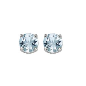 Elegant pale blue gemstone earrings in polished silver, perfect for any occasion.