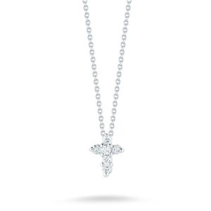 Elegant cross necklace with diamond-like stones, perfect for any occasion.