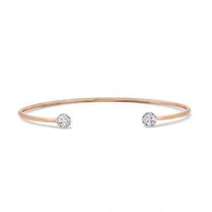 Elegant rose gold cuff bracelet with gemstone accents, perfect for any occasion.