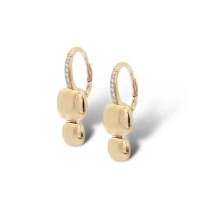 Elegant gold earrings with bead design and diamond accents for luxurious style.
