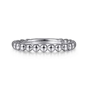Elegant silver ring with rounded beads, showcasing polished craftsmanship and timeless design.