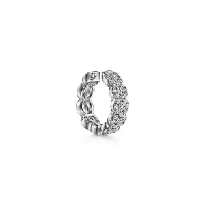 14K White Gold 13MM Diamond Earcuff Earring