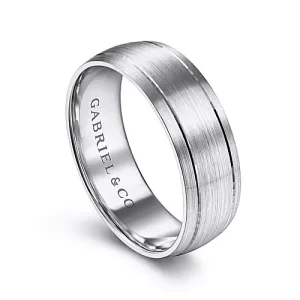14K White Gold 7mm - Satin Finish Mens Wedding Band14K White Gold 7mm - Satin Finish Mens Wedding Band