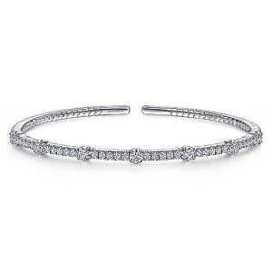 14K White Gold Diamond Bangle