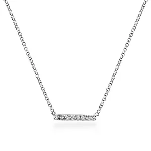 14kt white gold petite bar diamond necklace