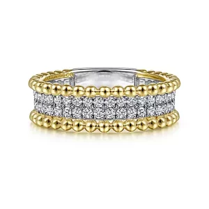 Gabriel-14K-White-Yellow-Gold-Three-Row-Diamond-and-Bujukan-Bead-Ring_LR52019M45JJ-1