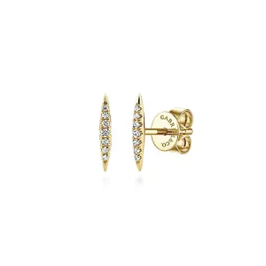 14K Yellow Gold Pavé Diamond Spiked Stud Earrings
