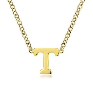 14K Yellow Gold "T" Initial Necklace