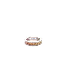 18 Kt White Gold Colored Sapphire Eternity Wedding Band