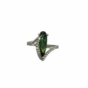 14kt White Gold Green Tourmaline Fashion Ring
