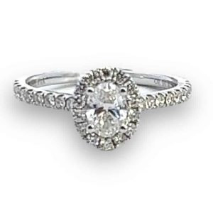 14 KT White Gold Diamond Halo Engagement Ring