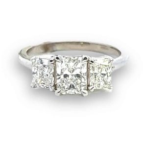 14kt white gold 3 stone diamond engagement ring