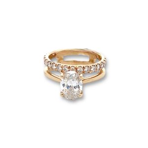 14 Kt Yellow Gold Solitaire Negative Space Diamond Wedding Set