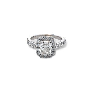 18 Kt White Gold Halo Engagement Ring