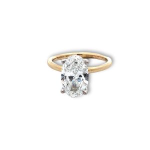 14 Kt Two Tone Oval Hidden Halo Diamond Engagement Ring