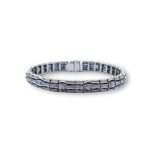 14kt White Gold Diamond and Sapphire Bracelet