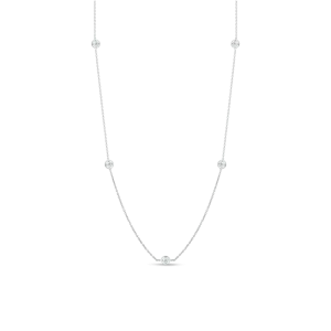 18kt white gold 7 station diamond necklace
