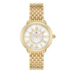 Yellow Stainless Steel Silver-Tone Diamond Roman Numeral Dial Michele Watch