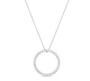 Elegant circular pendant necklace with sparkling gemstones, perfect for any occasion.