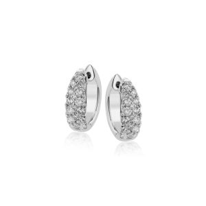 Elegant diamond hoop earrings in silver, perfect for any occasion.