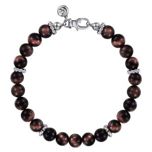 Elegant dark bead bracelet with silver accents and a secure lobster clasp for stylish wear.