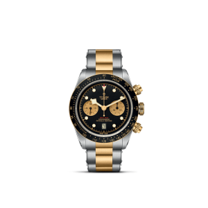 Tudor chronograph watch with stainless steel and gold details, ideal for sporty elegance.