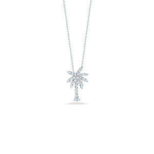 Elegant palm tree pendant necklace with sparkling stones, perfect for any occasion.