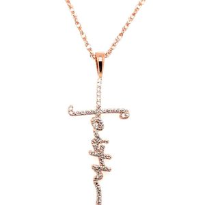 Elegant rose gold cross pendant necklace with sparkling stones for fashion and faith.