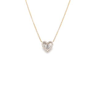14Kt Yellow Gold Heart Halo Diamond Necklace