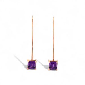 Elegant rose gold earrings with square-cut amethyst stones for a timeless accessory.