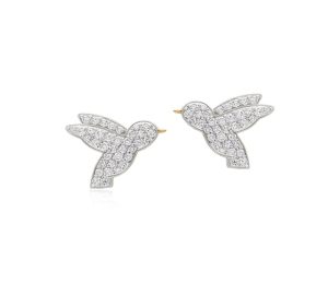 Elegant bird-shaped earrings adorned with sparkling gemstones, perfect for stylish occasions.