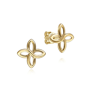 Elegant gold clover earrings with a polished finish, perfect for any occasion.